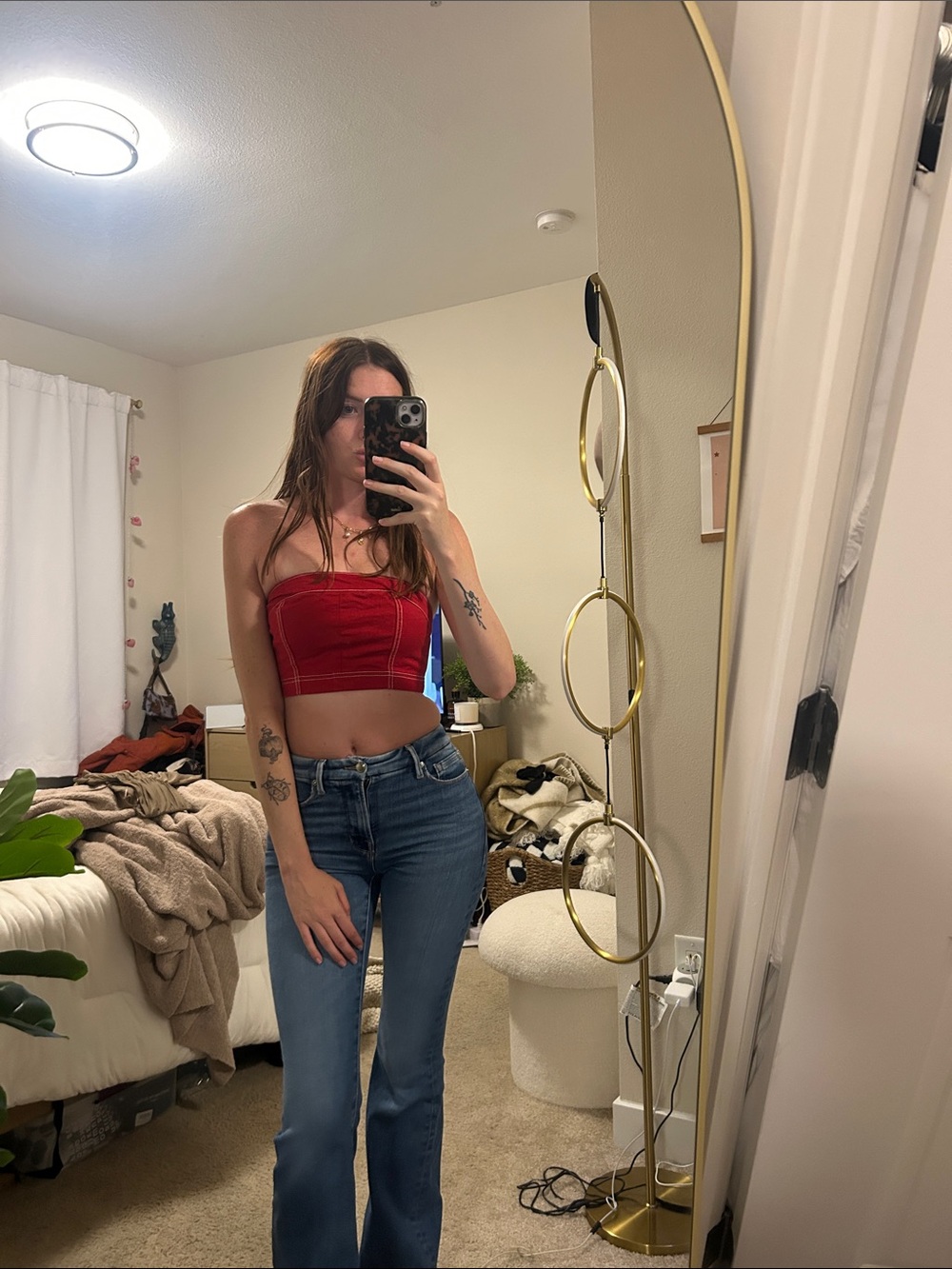 Forever 21 Red Strapless Bustier Crop Top